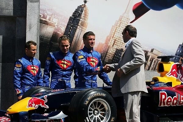Formula One World Championship: Kevin Spacey Actor, Lex Luthor in Superman Returns meets: Christian Klien Red Bull Racing; Robert Doornbos Red