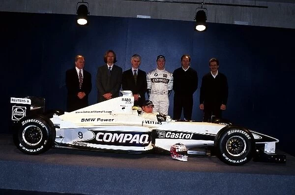Formula One World Championship: The launch of the Williams FW22 with new driver Jenson Button in-car and dignitaries: Patrick Head Williams Technical