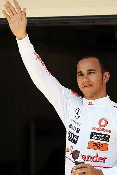 Formula One World Championship: Lewis Hamilton McLaren celebrates his third position in parc ferme