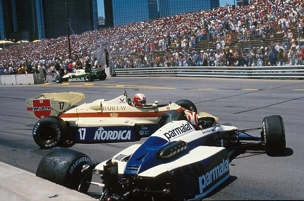 Formula One World Championship: Marc Surer Arrows A6 collides with Nelson Piquet Brabham BT53