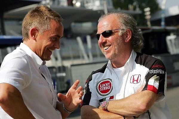 Formula One World Championship: Martin Whitmarsh TAG McLaren talks with David Richards BAR Team Principal
