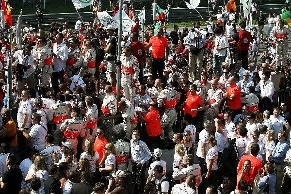 Formula One World Championship: McLaren celebrate the podium
