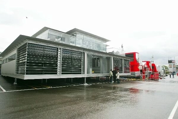 Formula One World Championship: The McLaren Motorhome takes shape prior to the GP weekend