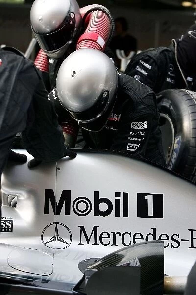 Formula One World Championship: McLaren practice their pit stops