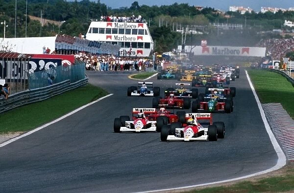 Formula One World Championship: The McLarens of Ayrton Senna and Gerhard Berger lead from the start