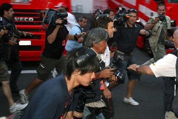 Formula One World Championship: Media scrum around Fernando Alonso McLaren