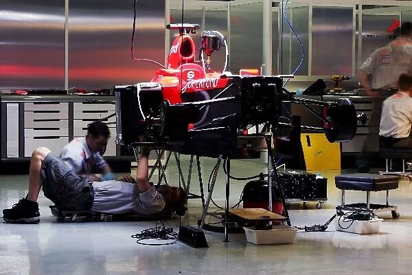 Formula One World Championship: The MF1 garage at night