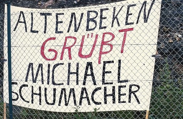 Formula One World Championship: Michael Schumacher gets a message from the fans