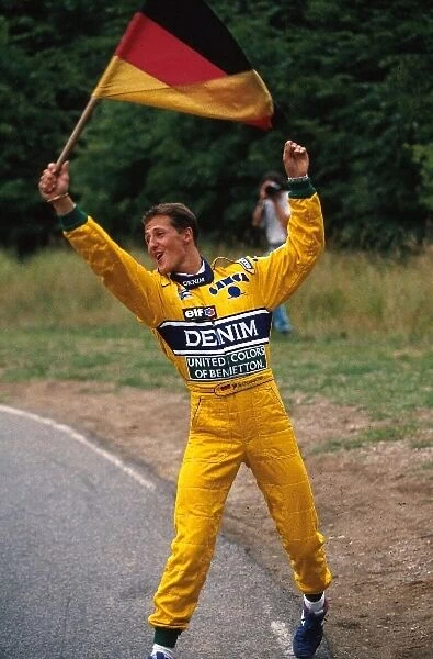 Formula One World Championship: Michael Schumacher, Benetton, supports his home Grand Prix