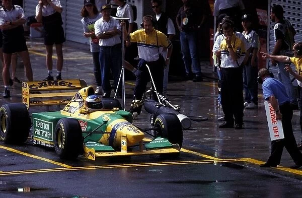 Formula One World Championship: Michael Schumacher, Benetton Ford B192B, in the Interlagos pitlane