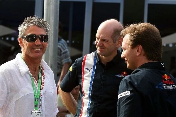 Formula One World Championship: Mick Doohan talks with Adrian Newey Red Bull Racing Chief Technical Director and Christian Horner Red Bull Racing