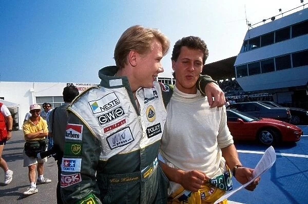 Formula One World Championship: Mika Hakkinen Lotus and Michael Schumacher Benetton