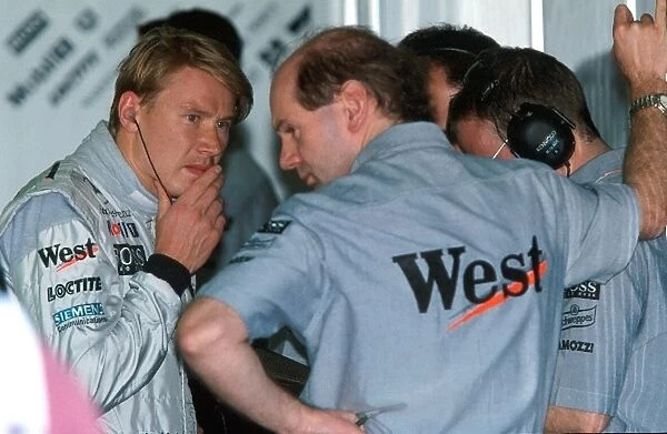 Formula One World Championship: Mika Hakkinen McLaren and Adrian Newey McLaren Technical Director