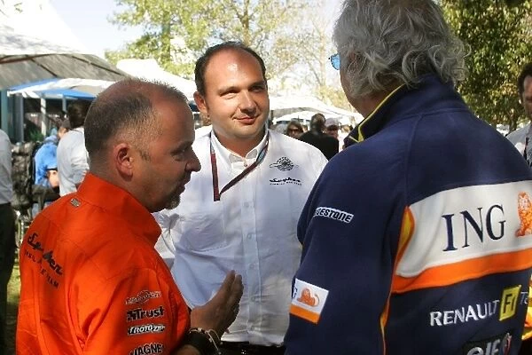 Formula One World Championship: Mike Gascoyne Spyker Chief Technical Officer, Colin Kolles Spyker Team Principal and Flavio Briatore Renault