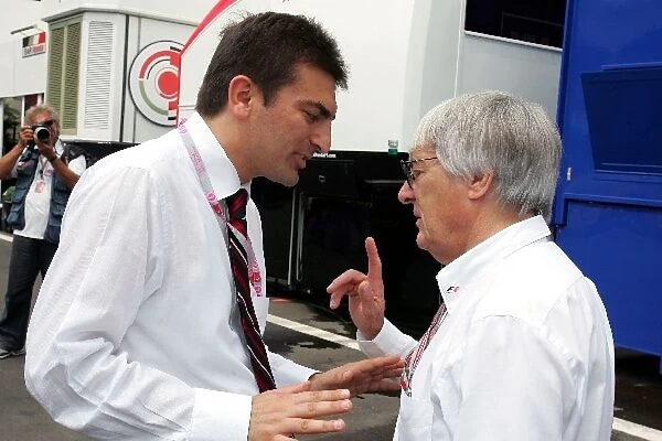 Formula One World Championship: Murat Yalcintas President of Istanbul Chamber of Commerce talks with Bernie Ecclestone F1 Supremo