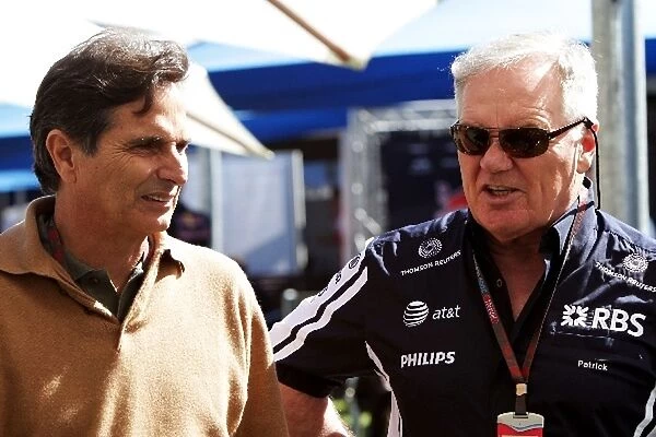 Formula One World Championship: Nelson Piquet with Patrick Head Williams Director of Engineering