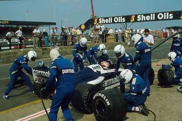 Formula One World Championship: Nelson Piquet in for a pit stop