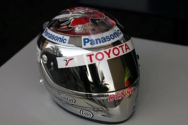 Formula One World Championship: The new helmet of Jarno Trulli Toyota