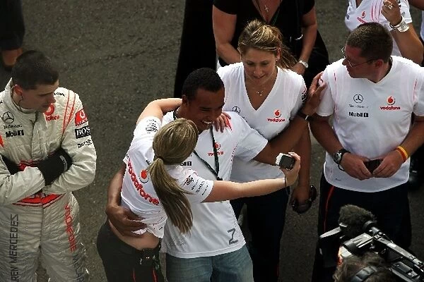 Formula One World Championship: Nick Hamilton and the McLaren team celebrate in Parc Ferme