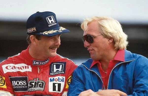 Formula One World Championship: Nigel Mansell, left, with Pro Golfer Greg Norman