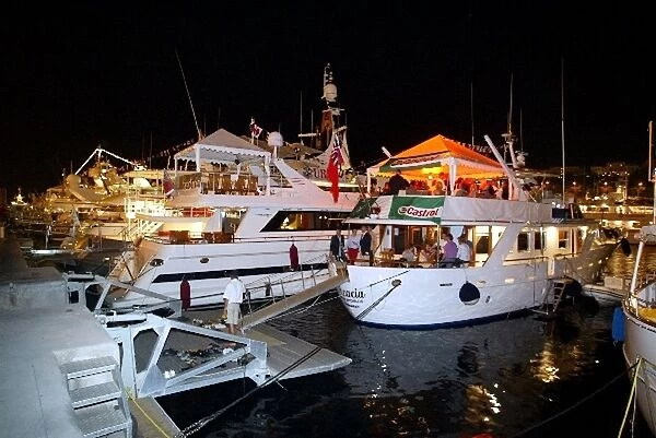 Formula One World Championship: Night life on the many boats in the harbour