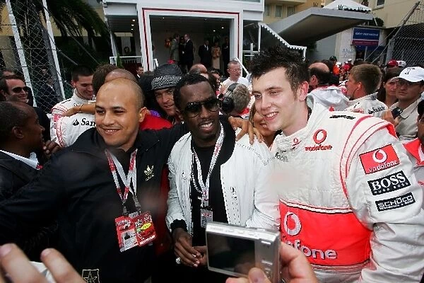 Formula One World Championship: P Diddy Rapper takes part in the parc ferme celebrations