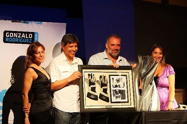 Formula One World Championship: Pablo Atchugarry Sculptor of the Gonzalo Rodriguez Special Award, 2nd right, with Nani Rodriguez, right, at The