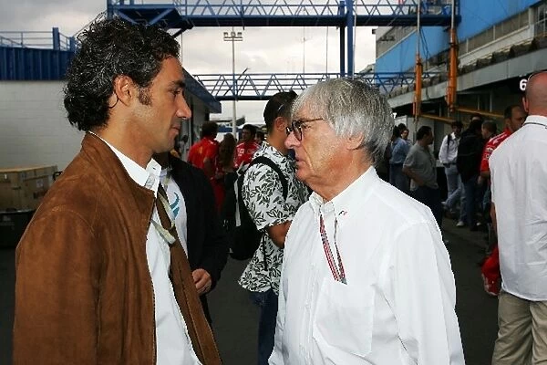 Formula One World Championship: Pedro Diniz with Bernie Ecclestone F1 Supremo