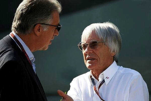 Formula One World Championship: Piero Ferrari with Bernie Ecclestone F1 Supremo