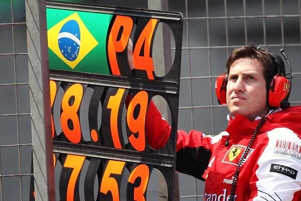 Formula One World Championship: Pit board for Felipe Massa Ferrari