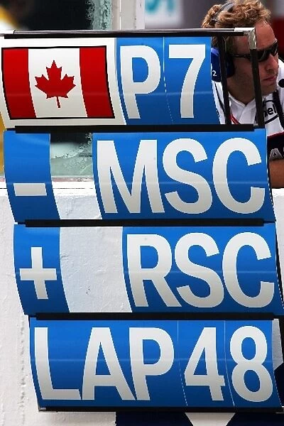 Formula One World Championship: Pit board for Jacques Villeneuve BMW Sauber F1. 06
