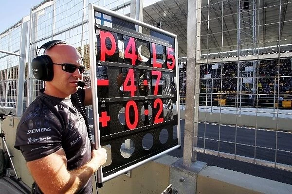 Formula One World Championship: Pit board for Kimi Raikkonen McLaren