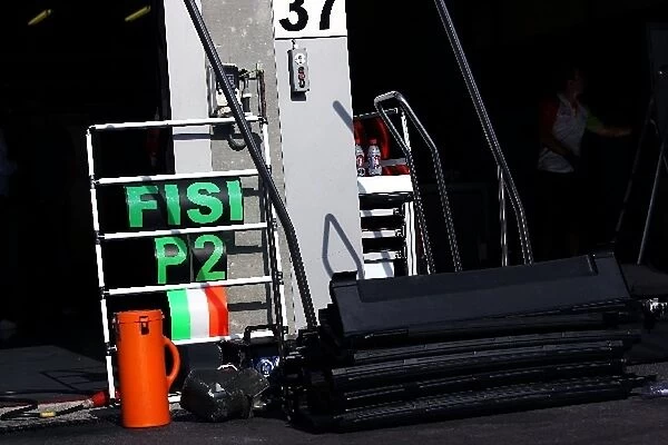 Formula One World Championship: Pit board showing second position for Giancarlo Fisichella Force India F1