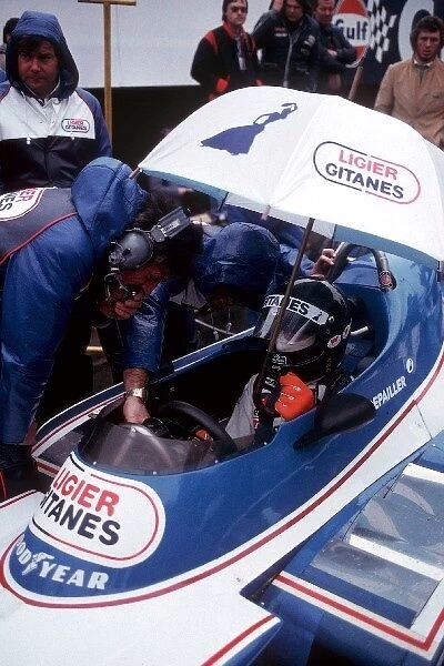 Formula One World Championship: Pole sitter Jacques Laffite Ligier JS11 finished the race in second position