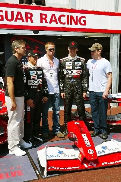 Formula One World Championship: Promoting the film Oceans Twelve with the Jaguar team: Brad Pitt Actor; Christian Klien Jaguar; Brad Pitt Actor