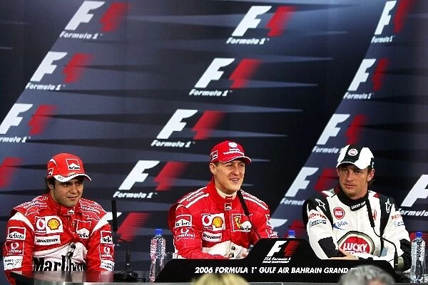Formula One World Championship: The qualifying press conference: Felipe Massa Ferrari, second; Michael Schumacher Ferrari, pole position; Jenson