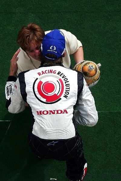 Formula One World Championship: Race winner Jenson Button Honda on the podium