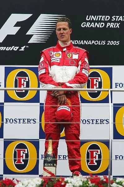 Formula One World Championship: Race winner Michael Schumacher Ferrari on the podium