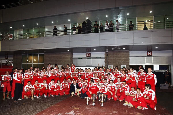 Formula One World Championship: Race winners Ferrari celebrate the win for Fernando Alonso Ferrari