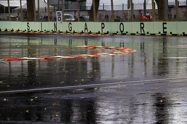 Formula One World Championship: Rain falls on the circuit