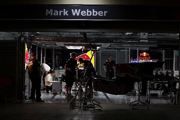 Formula One World Championship: Red Bull Racing garage at night