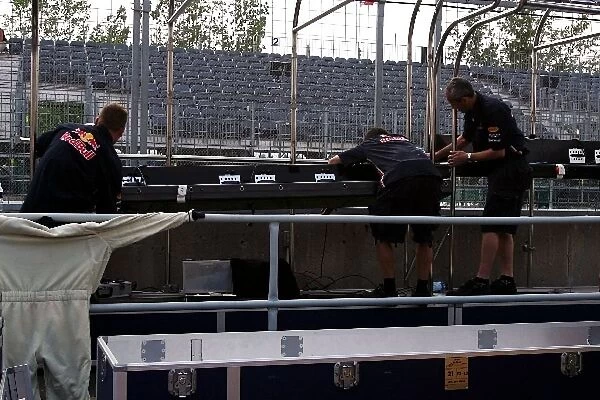 Formula One World Championship: Red Bull Racing begin to pack up for the trip to the USA