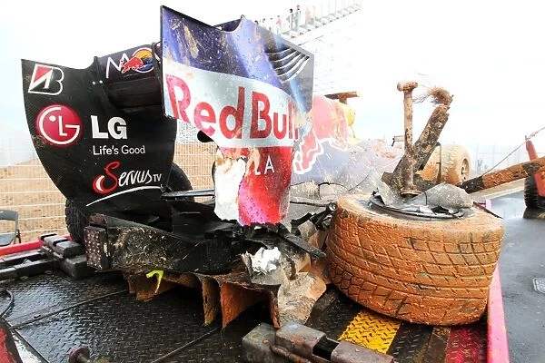 Formula One World Championship: The Red Bull Racing RB6 of Mark Webber Red Bull Racing after he crashed out of the race