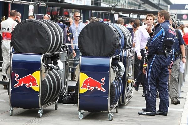 Formula One World Championship: Red Bull Racing tyres in Pit Lane