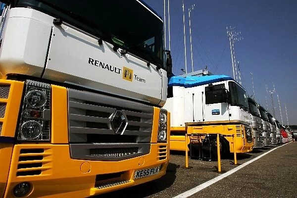 Formula One World Championship: Renault Transporters in the paddock