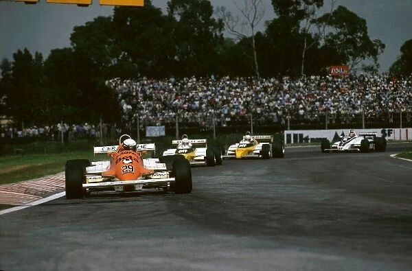Formula One World Championship: Ricardo Patrese Arrows A3 leads Arnoux and Prost
