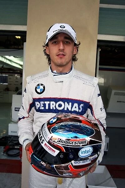 Formula One World Championship: Robert Kubica BMW Sauber F1 with a message of thanks to the team on his helmet