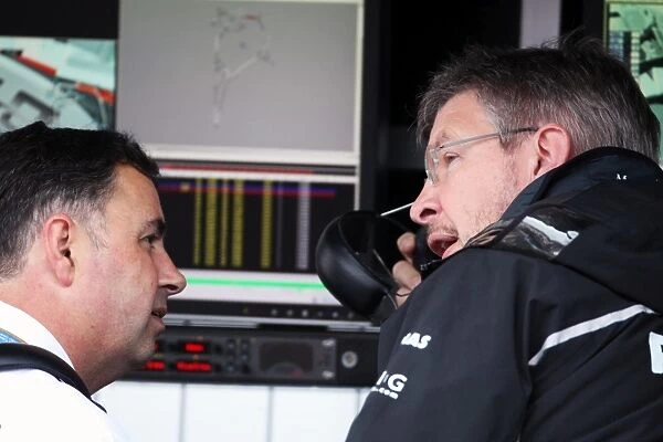 Formula One World Championship: Ron Meadows Mercedes GP Team Manager and Ross Brawn Mercedes GP Team Principal