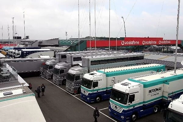 Formula One World Championship: Sauber and McLaren trucks in the paddock