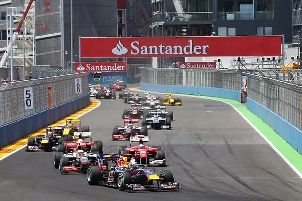 Formula One World Championship: Sebastian Vettel Red Bull Racing RB6 leads at the start of the race